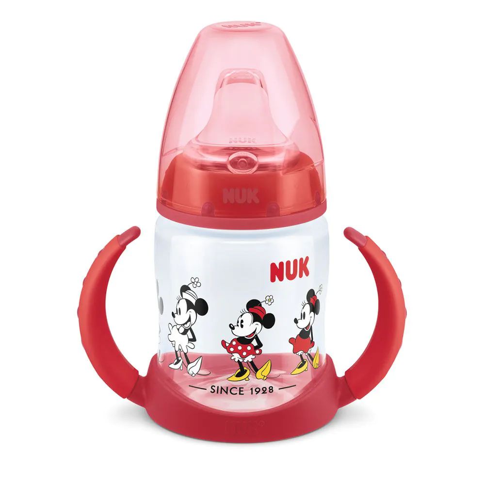 Canuta cu manere si cioc silicon cu control de temperatura Nuk First Choice Minnie Red - poza 1