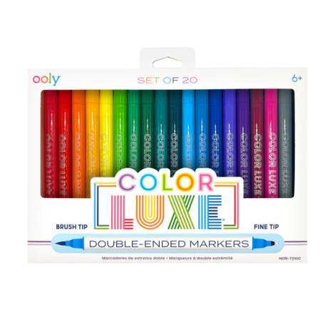 Carioci 2 in 1 cu pensula si varf fin, Color Luxe-set de 20 - poza 1
