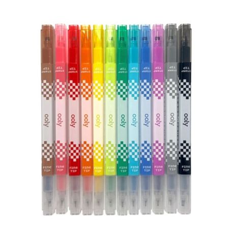 Carioci duble cu stampila patrata si varf subtire - set de 12 - poza 3