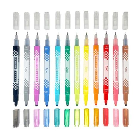 Carioci duble cu stampila patrata si varf subtire - set de 12 - poza 4