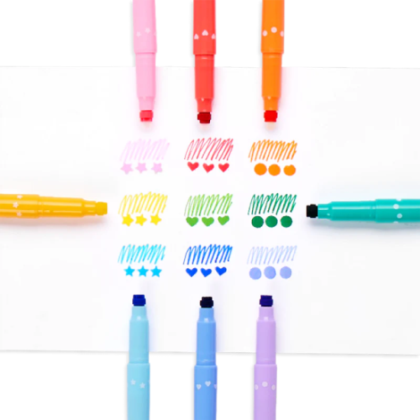 Carioci duble cu stampile Confetti Stamp - set de 9 - poza 3