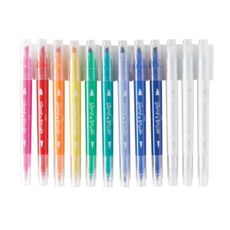 Carioci duble cu stampile Stamp-A-Doodle - set de 9 culori si 3 care schimba culoarea - poza 5