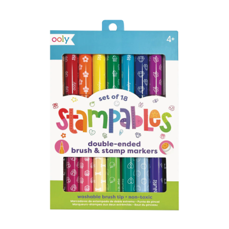 Carioci lavabile duble cu stampile Stampables- Set de 18 - poza 1