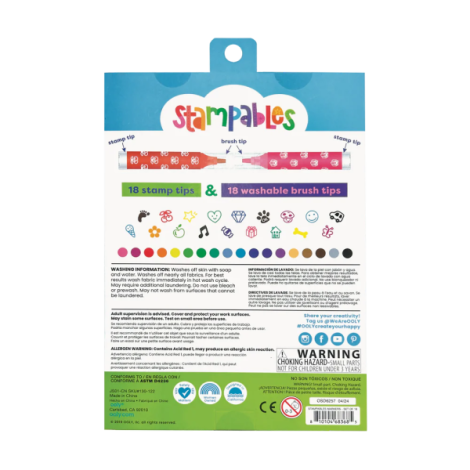Carioci lavabile duble cu stampile Stampables- Set de 18 - poza 3