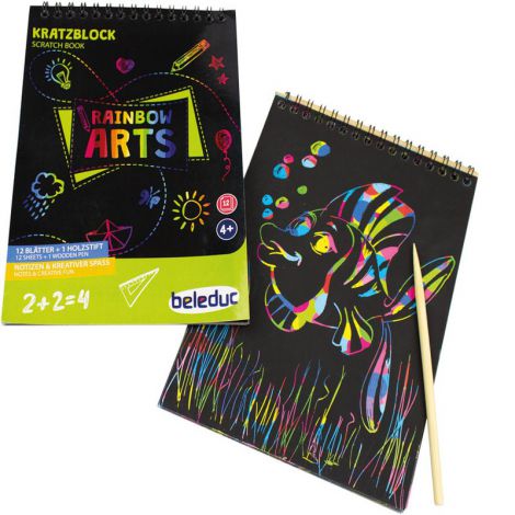 Carnet cu 12 coli pentru desene prin razuire Scratch art