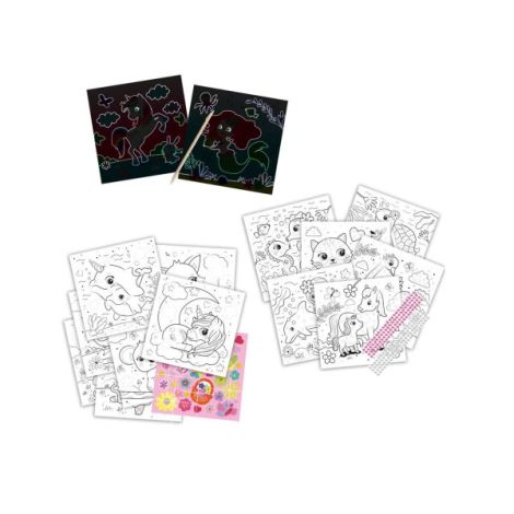 Carte colorat 3 in 1 de copii cu animale, sclipici si perle adezive - poza 2