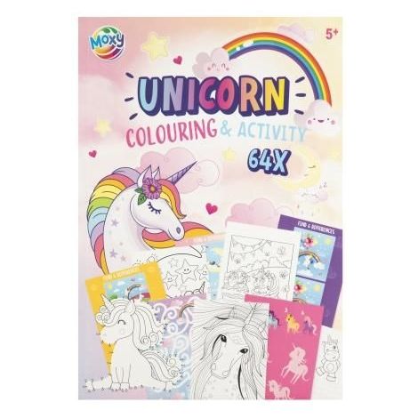 Carte cu activitati de colorat, unicorni, A4, 64 pag, Moxy