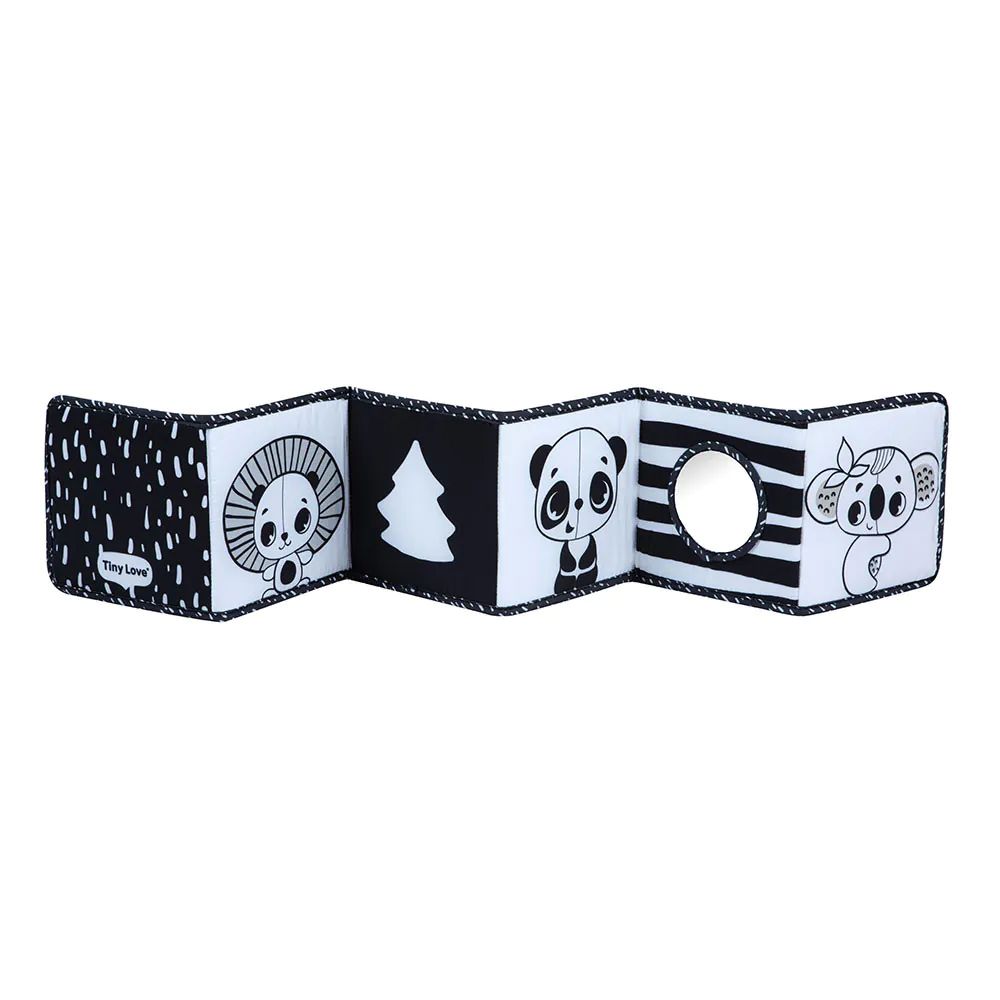 Carte cu diferite texturi fata verso pentru bebelusi Tiny Love Brokerage Black White Decor