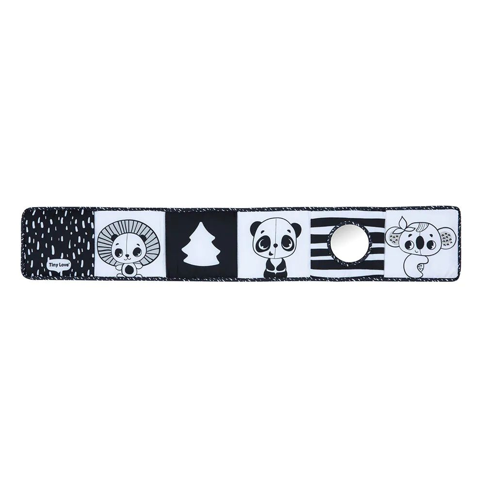 Carte cu diferite texturi fata verso pentru bebelusi Tiny Love Brokerage Black White Decor - poza 4