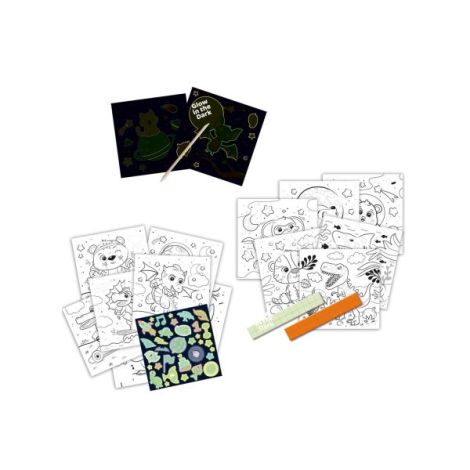 Carte de colorat 3 in 1 pentru copii, cu animale, luminiscenta - poza 2