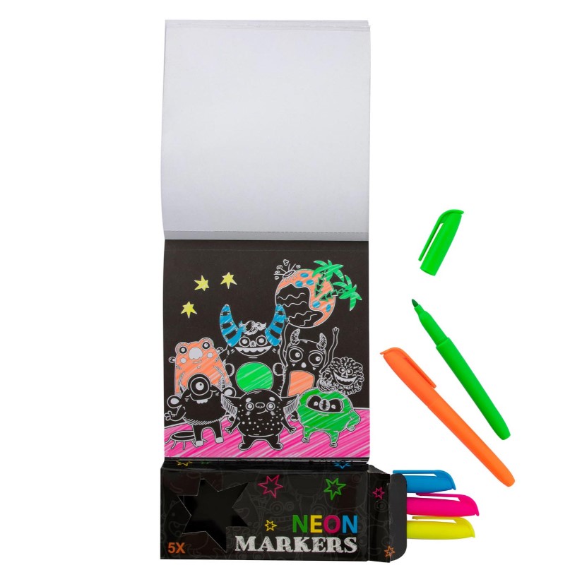 Carte de colorat cu 5 markere neon Grafix 150079 - poza 2