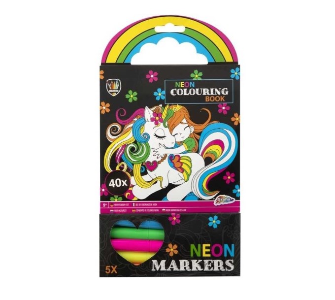 Carte de colorat cu 5 markere neon Grafix 150079 - poza 5
