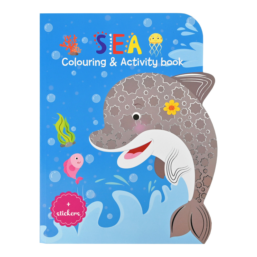 Carte de colorat cu activitati si abtibilduri -animale marine