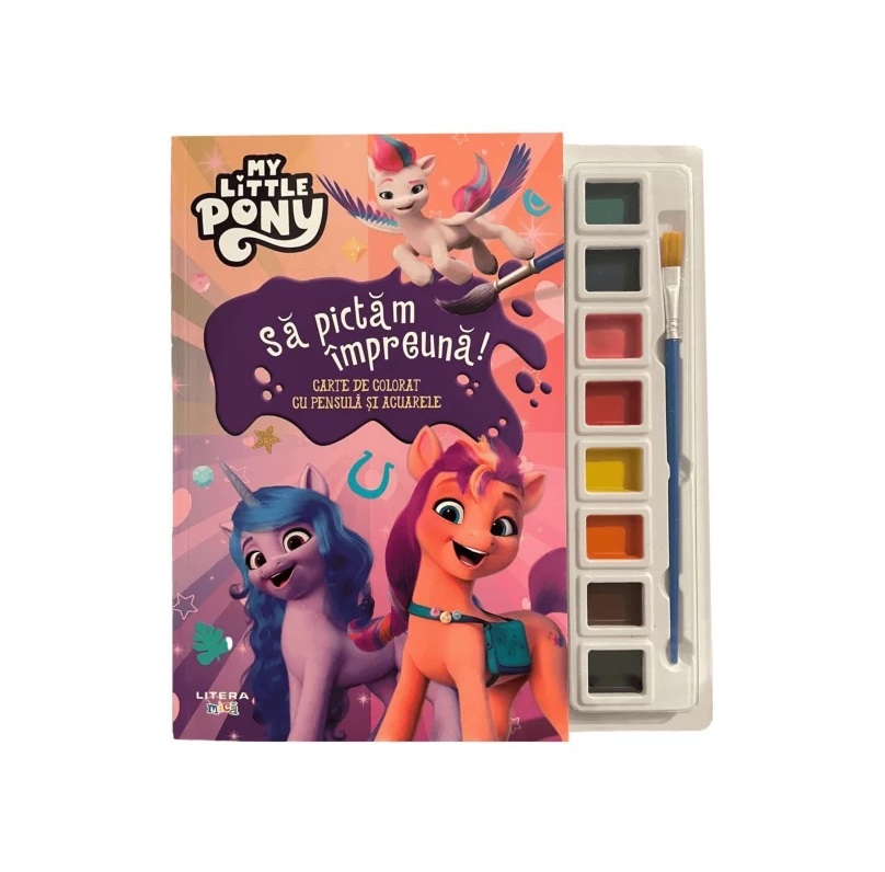 Carte de colorat cu pensula si acuarele format mic My little Pony. Sa pictam impreuna - poza 1