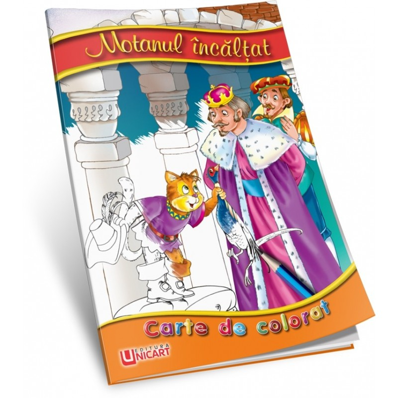 Carte de colorat si povesti , Motanul Incaltat, tip A5, 16 pagini