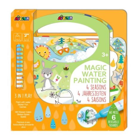 Carte de pictat cu apa, stickere si jocuri, portabila - 4 anotimpuri - poza 1