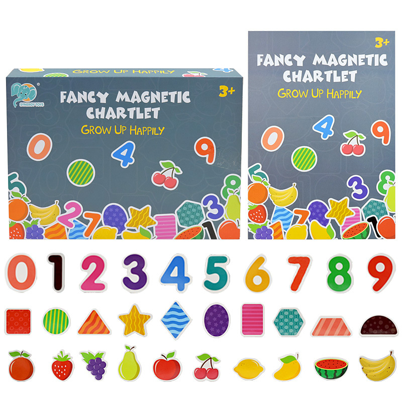 Carte magnetica cu cifre, forme si fructe atasabile
