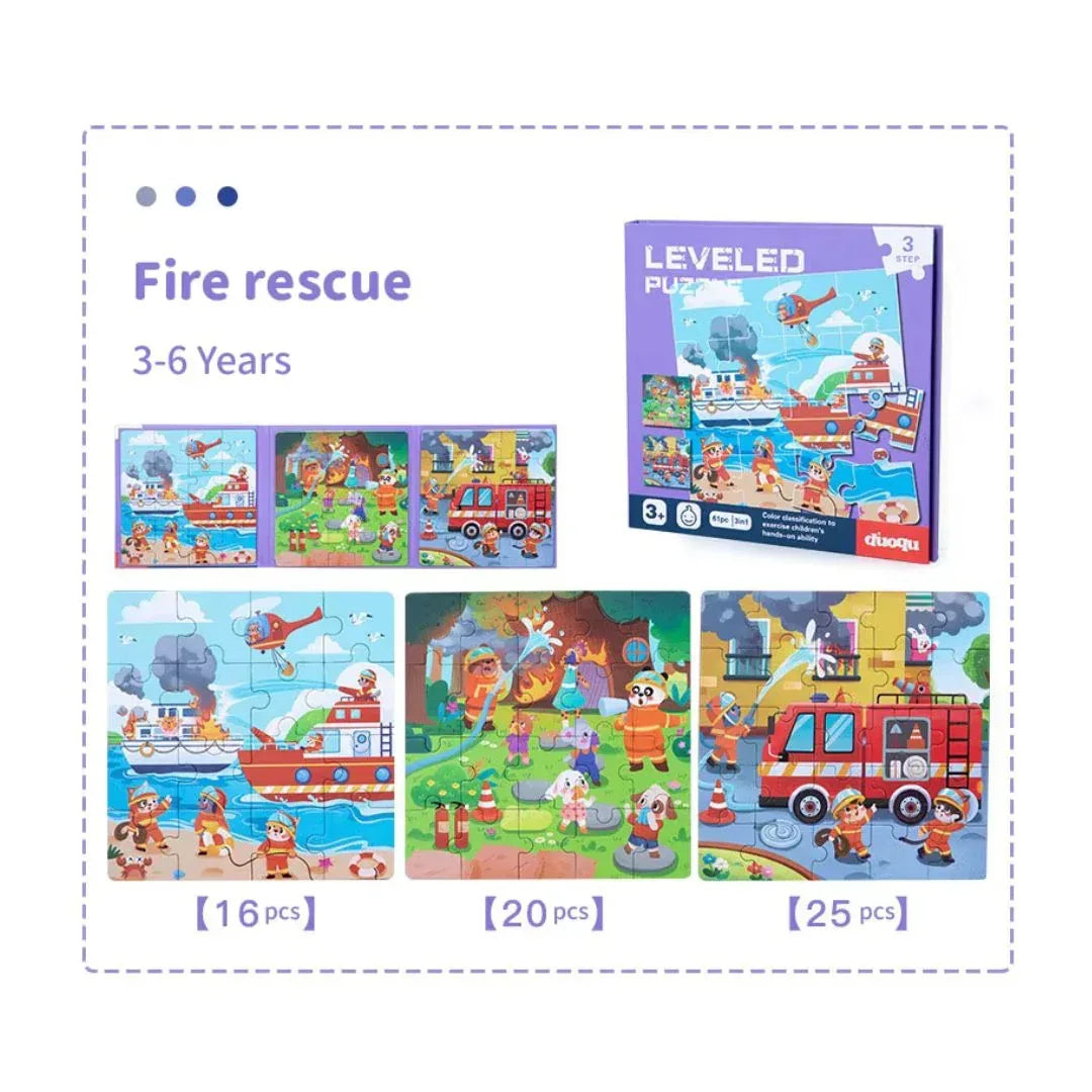 Carte puzzle 3 în 1, 10 tematici variate - Incendiul