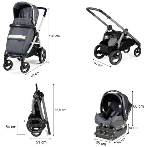 Carucior 2 in 1 Peg Perego, Book 51 S Titania, Luxe Mirage (sasiu + hamac + scaun auto), 0 - 22 kg - poza 2