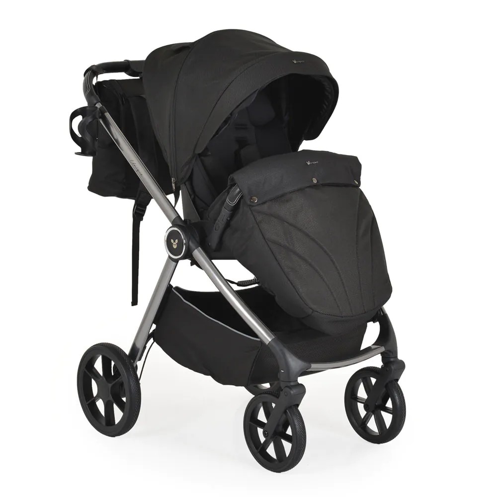 Carucior 3 in 1 cu landou si scoica auto I-Size (40-87 cm) Cangaroo Unique 2025 Carbon Black - poza 4