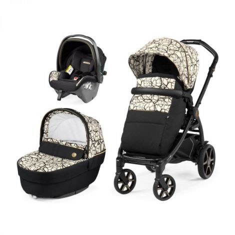 Carucior 3 in 1 Peg Perego Book, SLK, 0 - 22 kg, Graphic Gold, Negru Bej - poza 1
