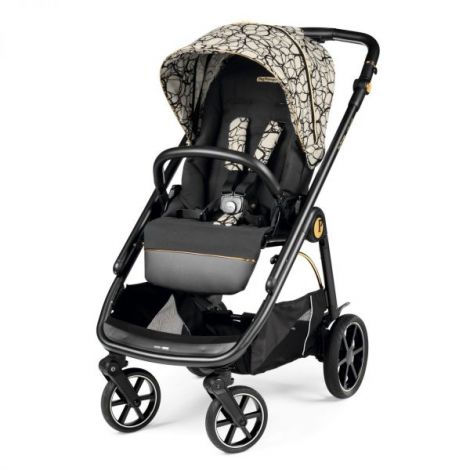 Carucior 3 in 1 Peg Perego Veloce, SLK, 0 - 22 kg, Graphic Gold, Negru Bej - poza 5