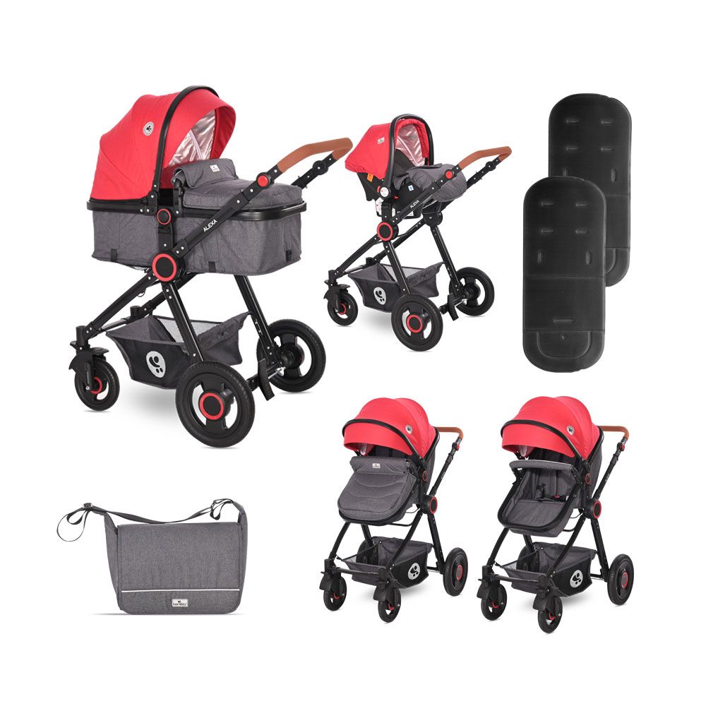 Carucior combinat 2 in 1 cu scaun auto Alexa 2021 Cherry Rosu - poza 1