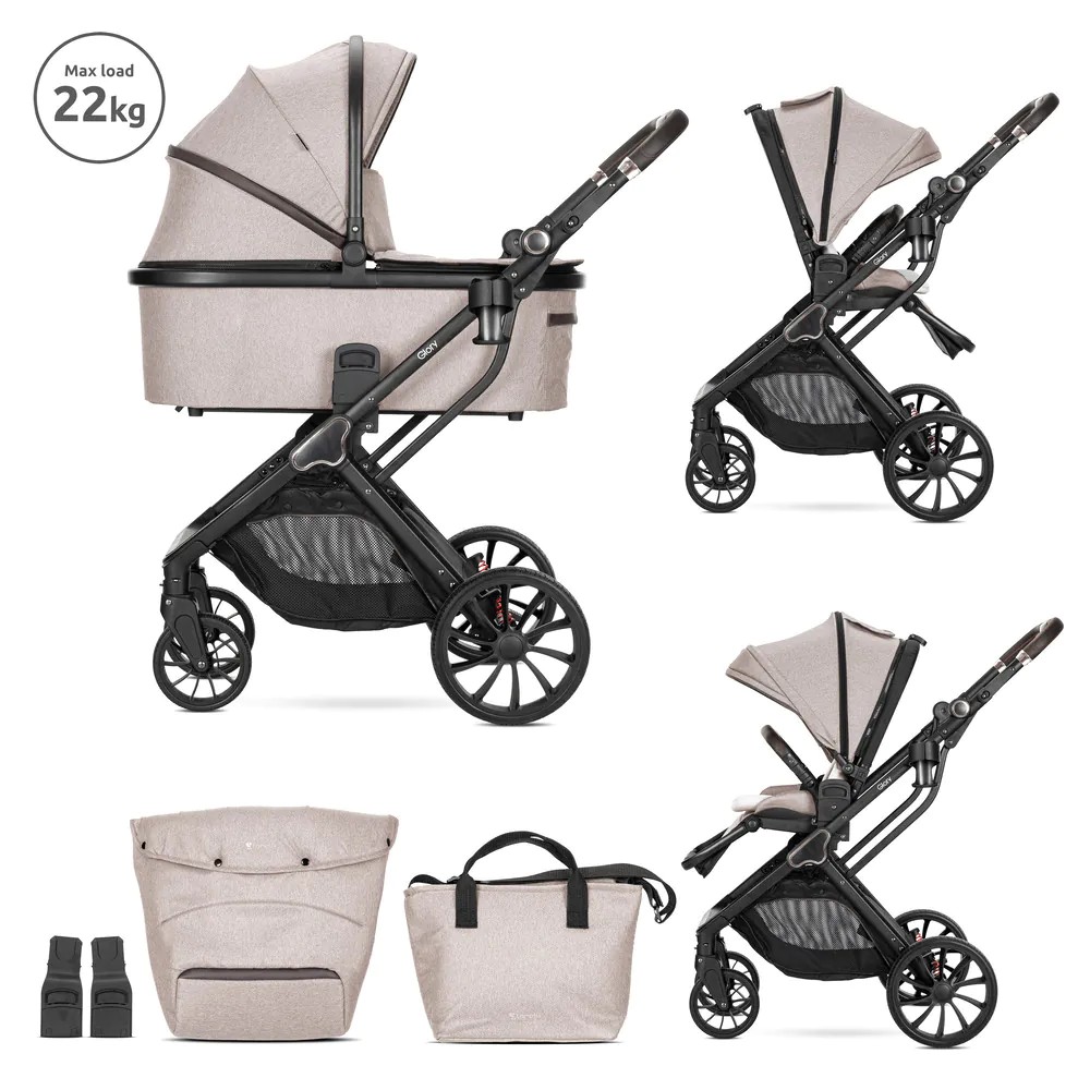 Carucior combinat 2 in 1 Lorelli Glory 2025 Beige - poza 1