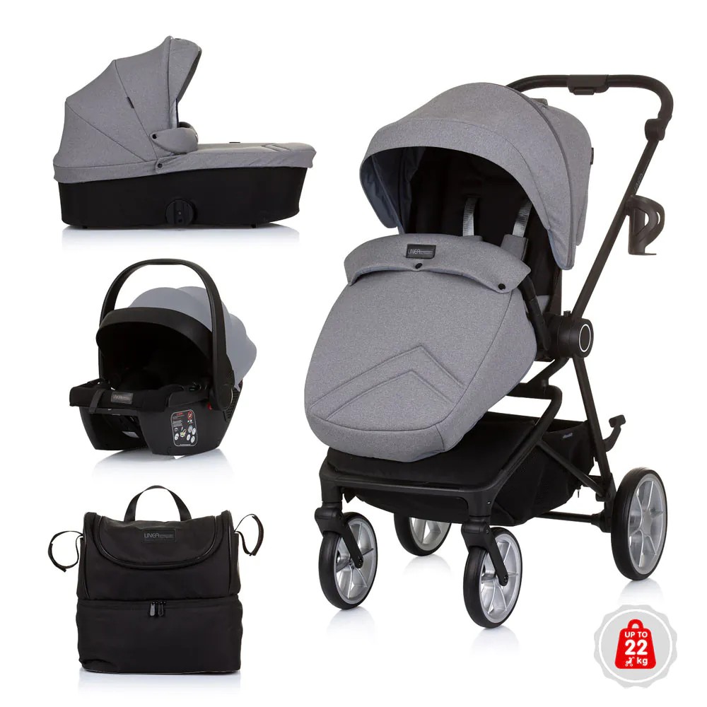 Carucior combinat 3 in 1 Chipolino Linea 2024 Ash Grey - poza 1
