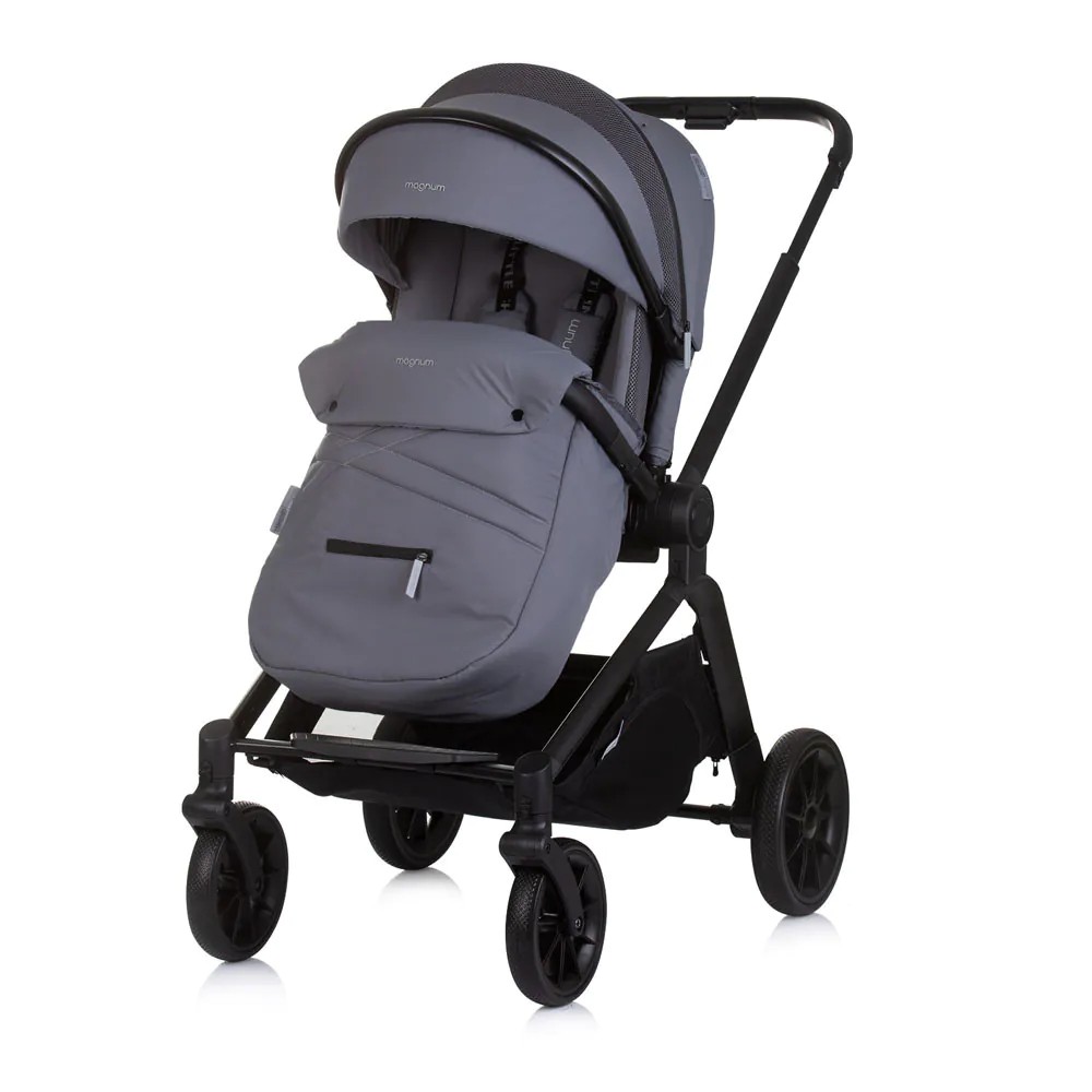 Carucior combinat 3 in 1 cu landou si scoica auto I Size (40-85 cm) Chipolino Magnum 2025 Antracit - poza 4