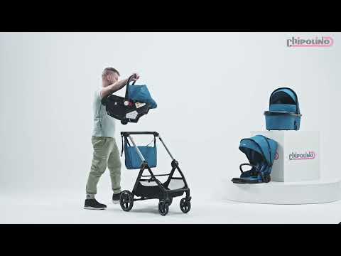 Carucior combinat 3 in 1 cu landou si scoica auto I Size (40-87 cm) Chipolino Marbella 2025 Cloud Grey - poza 2