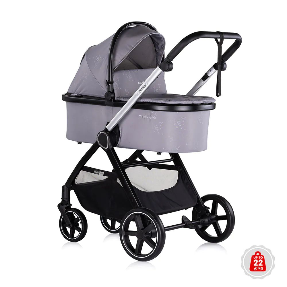 Carucior combinat 3 in 1 cu landou si scoica auto I Size (40-87 cm) Chipolino Marbella 2025 Cloud Grey - poza 3