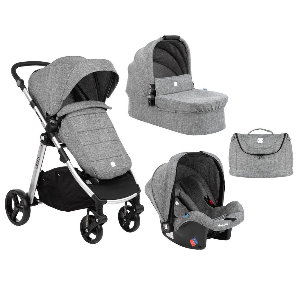 Carucior combinat 3 in 1 Kikka Ugo All in One Dark Grey Melange - poza 1