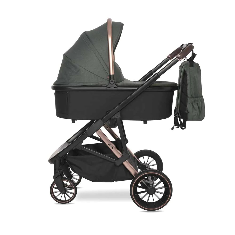 Carucior combinat 3 in 1 Lorelli Aria 2025 Green - poza 3