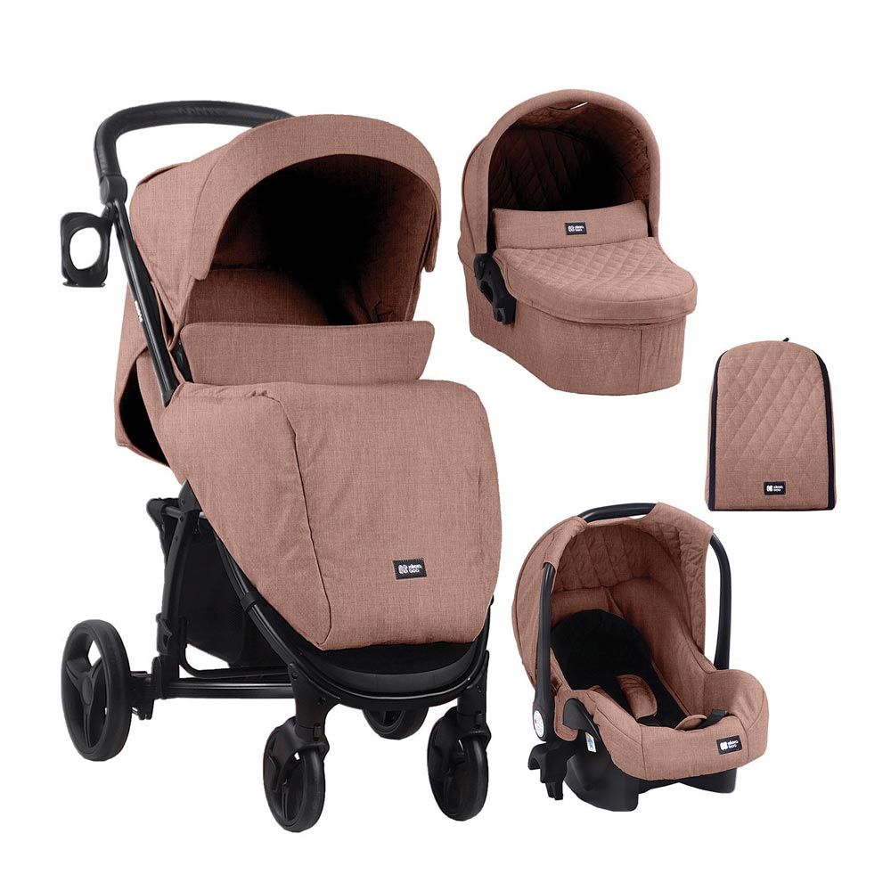 Carucior combinat Kikka Boo Madrid 3 in 1 Pink Melange 2020 - poza 1