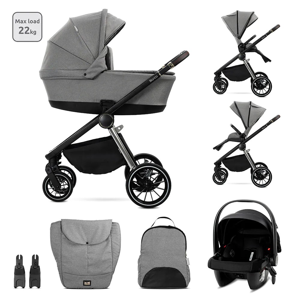 Carucior combinat Lorelli Premium 3 in 1 Bianca Grey - poza 1