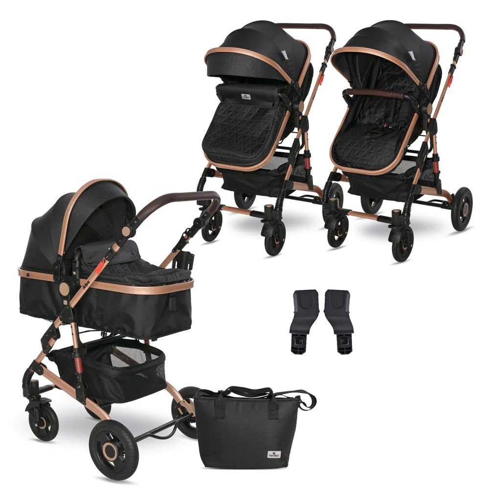 Carucior combinat Lorelli Premium Alba 2024 Negru - poza 3