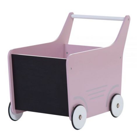 Carucior cu spatiu depozitare si tabla de scris Childhome, Lemn Roz - poza 1