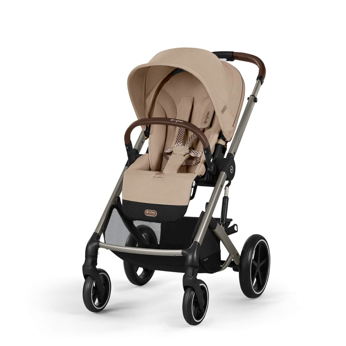 Carucior Cybex Gold Balios S Lux Almond Beige cu cadru taupe si maner curbat - poza 1