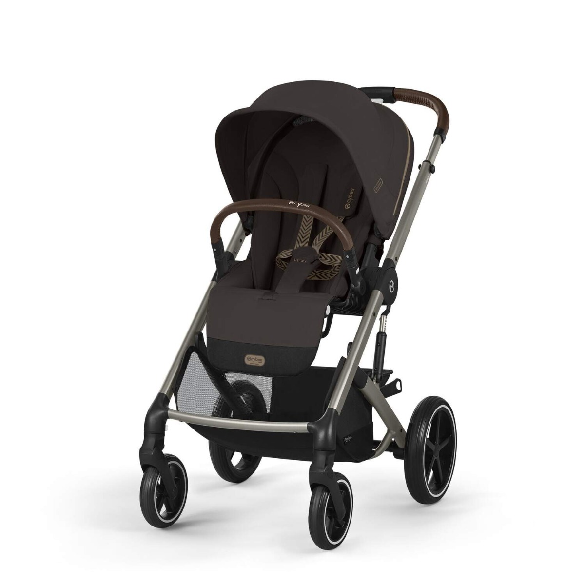 Carucior Cybex Gold Balios S Lux Chocolate Brown cu cadru taupe si maner curbat - poza 1