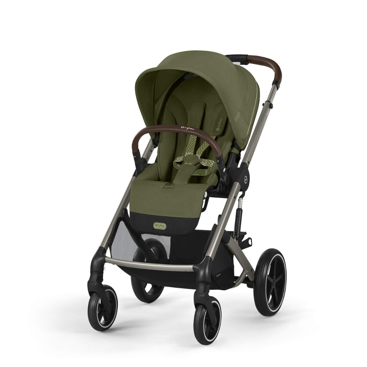 Carucior Cybex Gold Balios S Lux Moss Green cu cadru taupe si maner curbat - poza 1