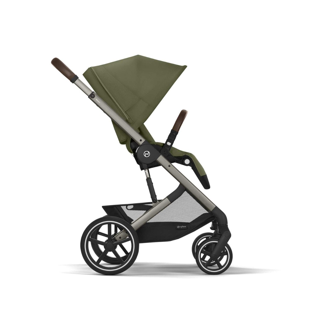 Carucior Cybex Gold Balios S Lux Moss Green cu cadru taupe si maner curbat - poza 4
