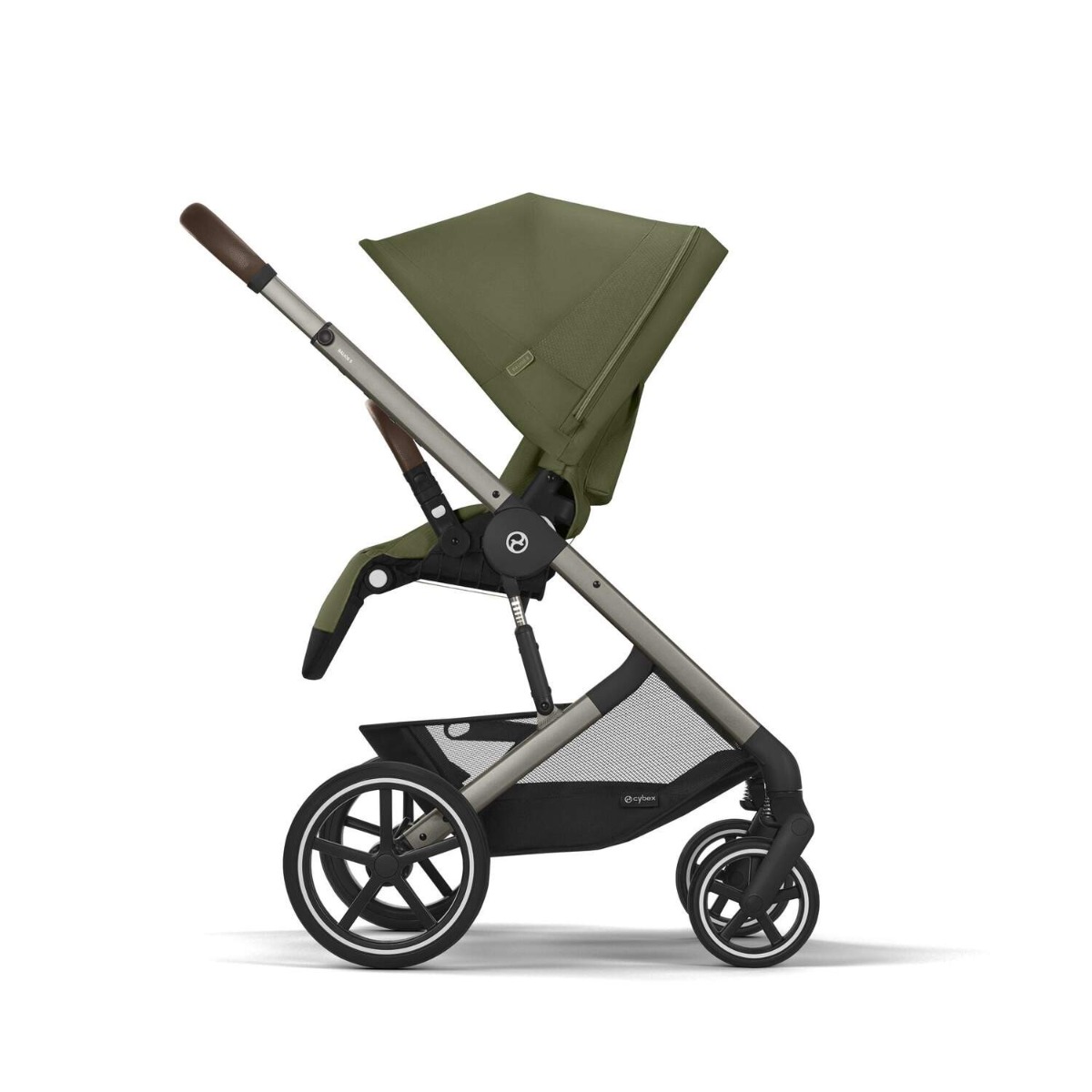 Carucior Cybex Gold Balios S Lux Moss Green cu cadru taupe si maner curbat - poza 5