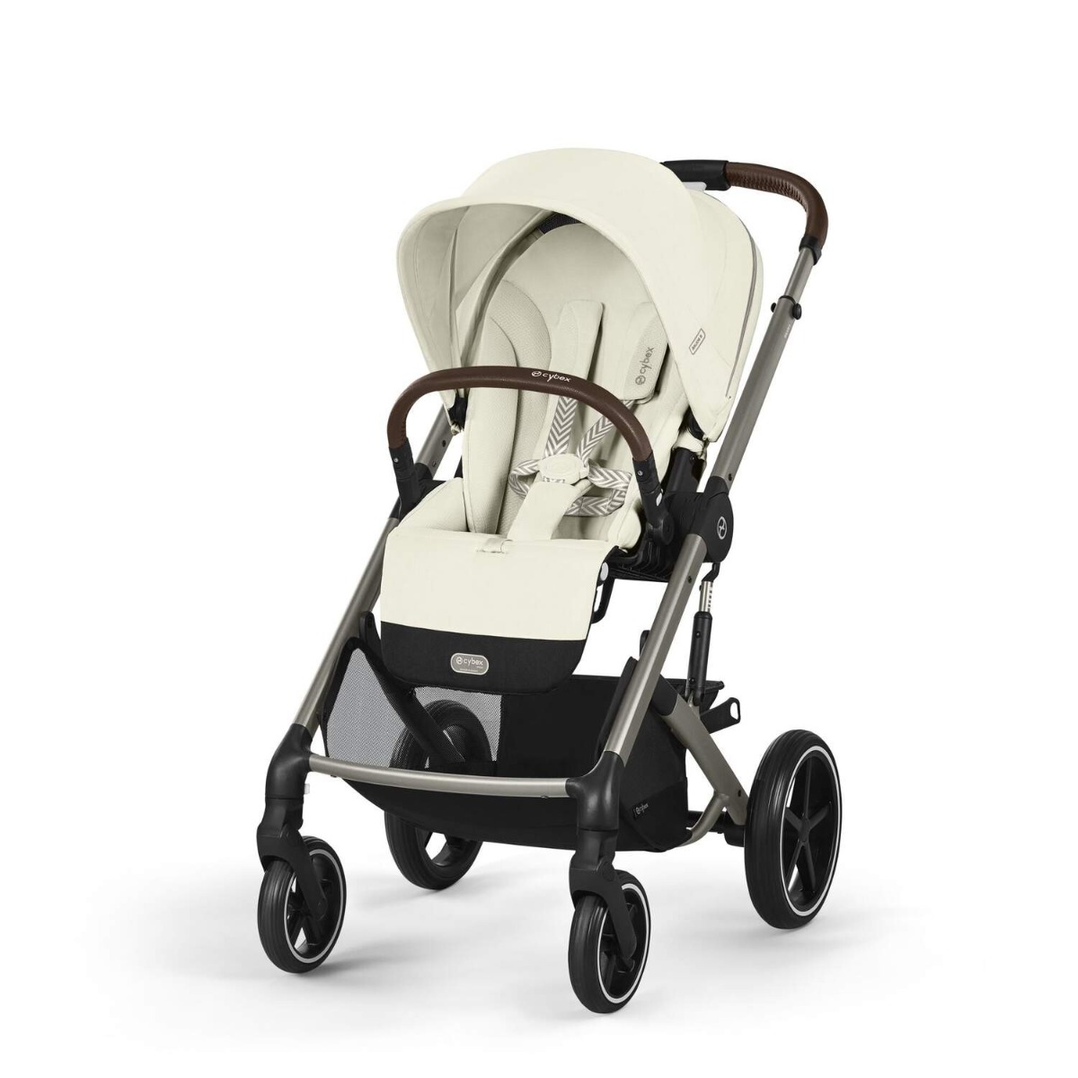 Carucior Cybex Gold Balios S Lux Seashell Beige cu cadru taupe si maner curbat - poza 1
