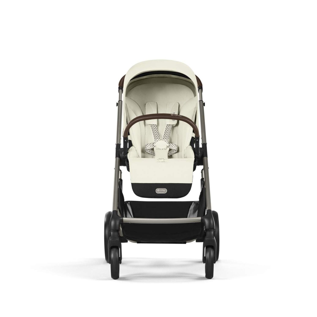 Carucior Cybex Gold Balios S Lux Seashell Beige cu cadru taupe si maner curbat - poza 3