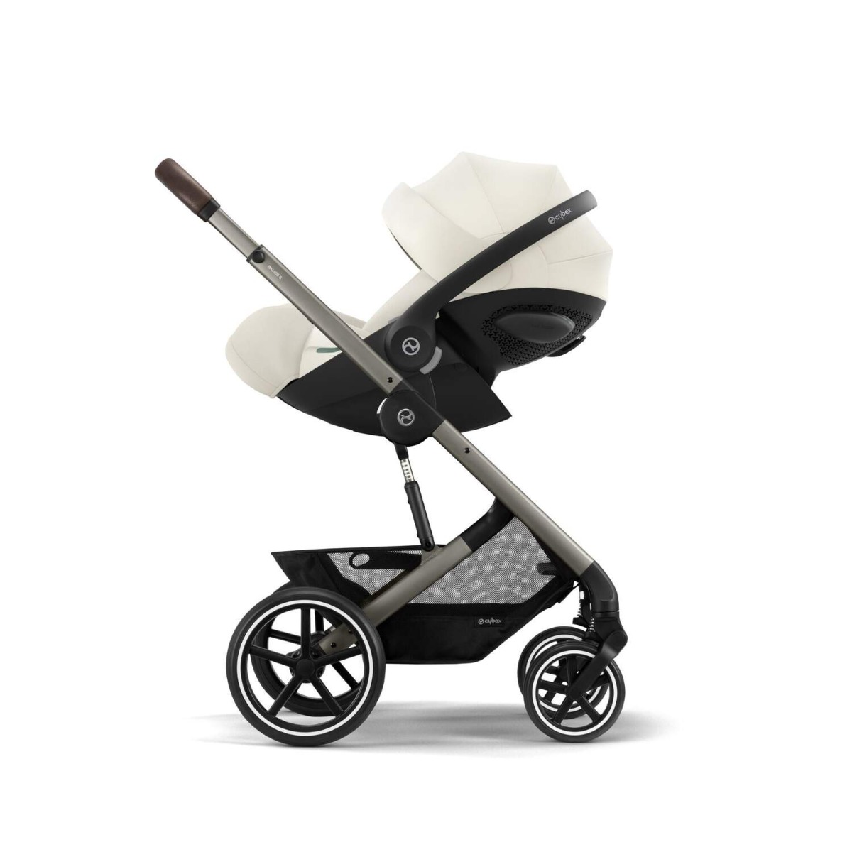 Carucior Cybex Gold Balios S Lux Seashell Beige cu cadru taupe si maner curbat - poza 5