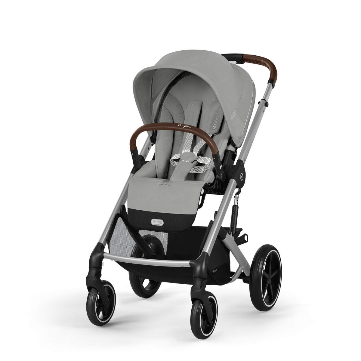 Carucior Cybex Gold Balios S Lux Stone Grey cu cadru argintiu si maner curbat - poza 1