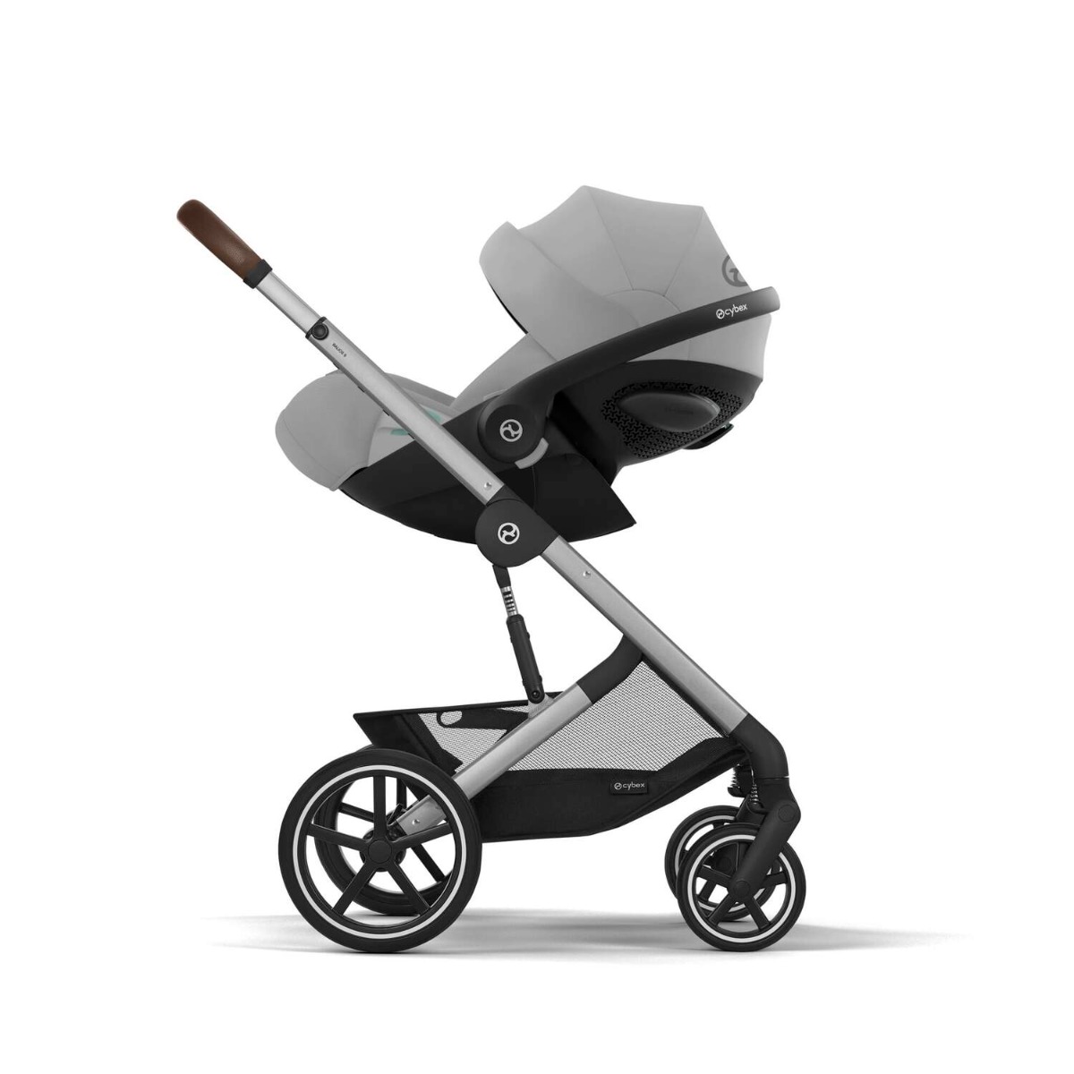 Carucior Cybex Gold Balios S Lux Stone Grey cu cadru argintiu si maner curbat - poza 5