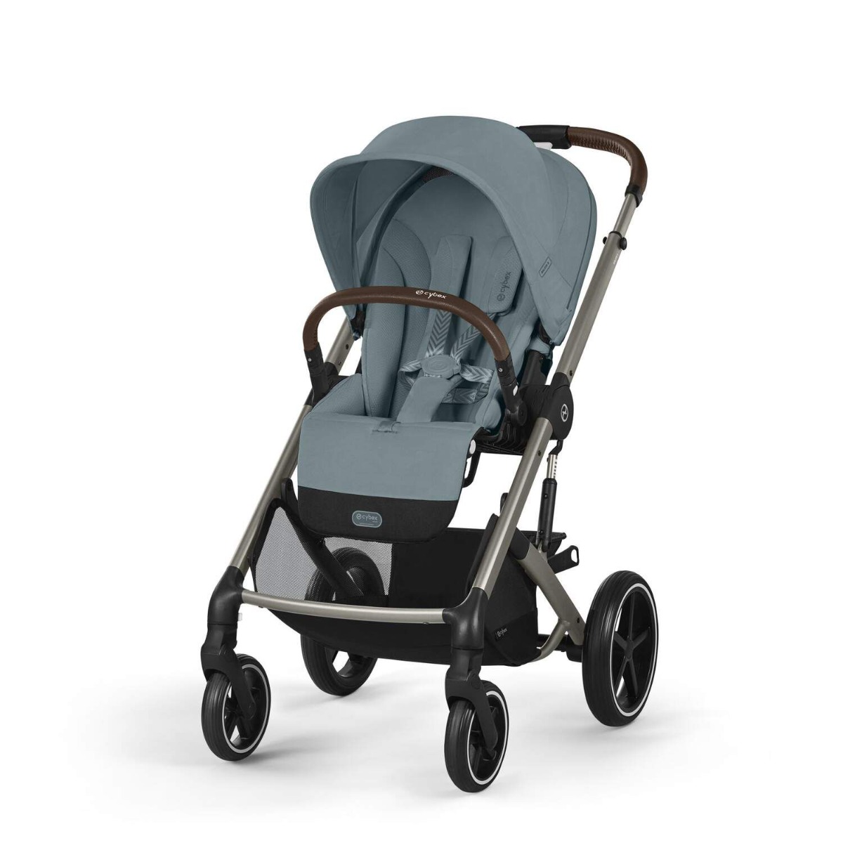 Carucior Cybex Gold Balios S Lux Stormy Blue cu cadru taupe si maner curbat - poza 1