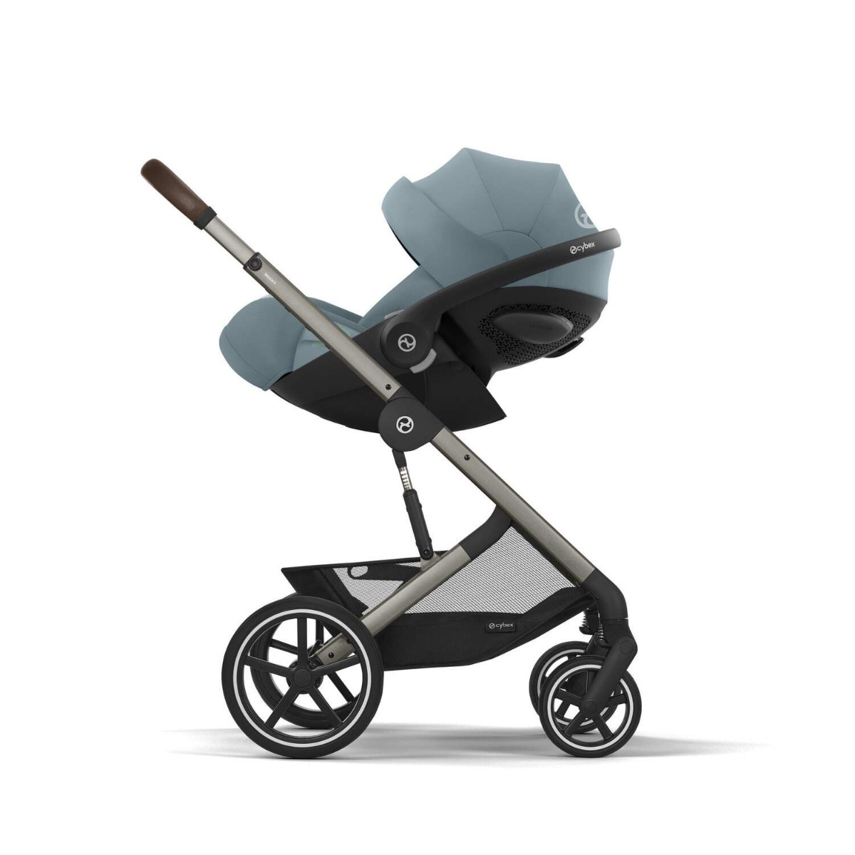 Carucior Cybex Gold Balios S Lux Stormy Blue cu cadru taupe si maner curbat - poza 4